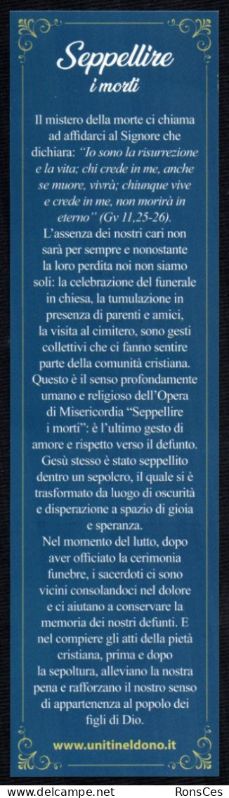 RELIGION - ITALIA - SEGNALIBRO / BOOKMARK UNITI NEL DONO - SEPPELLIRE I MORTI - SETTIMA OPERA MISERICORDIA - I - Lesezeichen