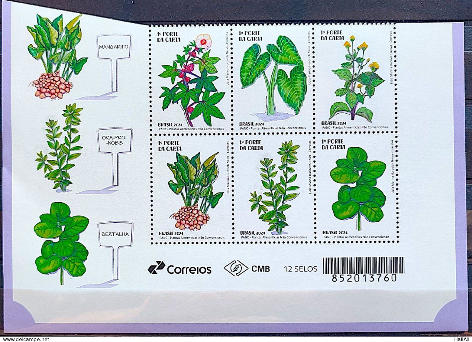C 4148 Brazil Stamp Food Plants PANC Gastronomy 2024 Vignette Correios Bar Code - Unused Stamps