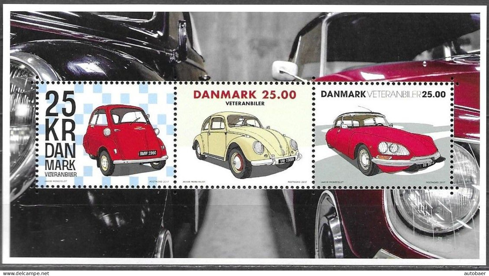 Denmark Danmark Dänemark 2017 Vintage Cars Oldtimer Mi. No. Bl. 68 (1929-31) ** MNH Postfrisch Neuf - Unused Stamps