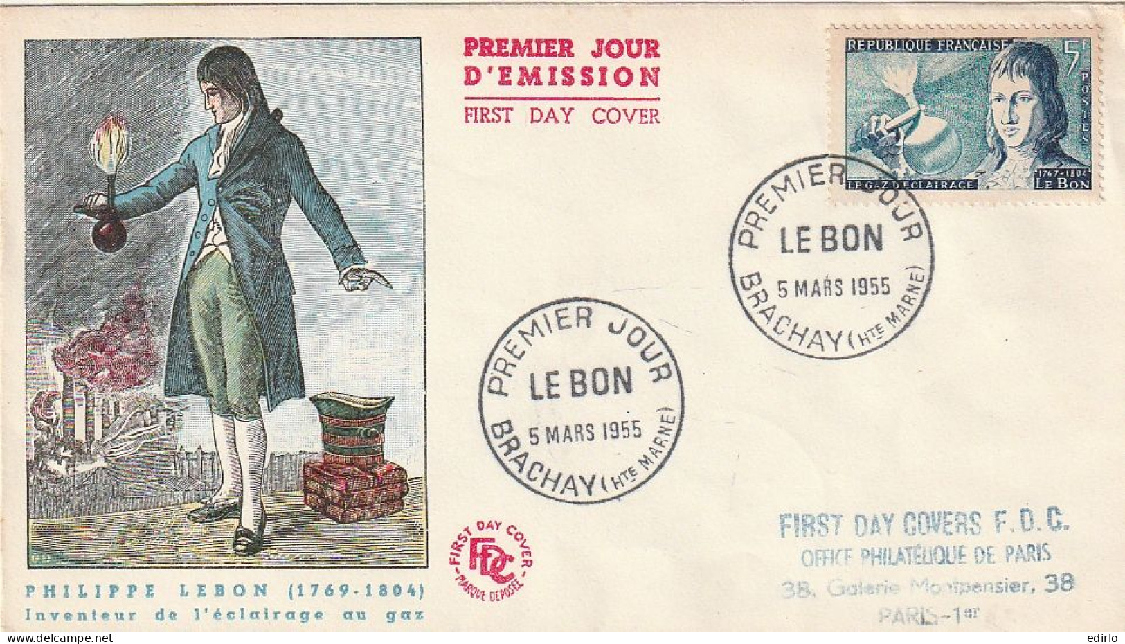 ///   FRANCE ///    PREMIER JOUR ---  FDC  -  PREMIER JOUR PHILIPPE LEBON - 1950-1959