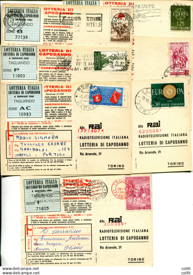 Lotteria Italia - Lotto Di Sette Cartoline Del 1961 - 1946-60: Marcophilie