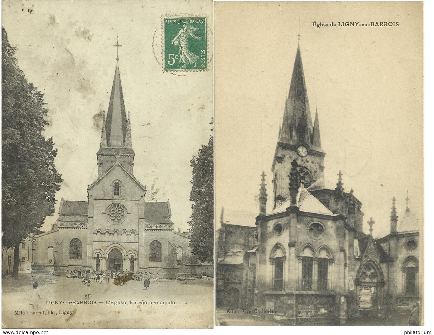 55  LIGNY En BARROIS  L'Eglise  Notre Dame + Entrée Principale, - Ligny En Barrois