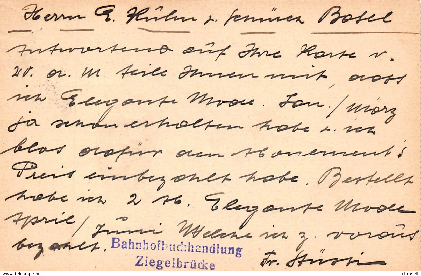 Ziegelbrücke  Bahnhofbuchhandlung Firmen Gewerbestempel Besonderheiten - Stamped Stationery