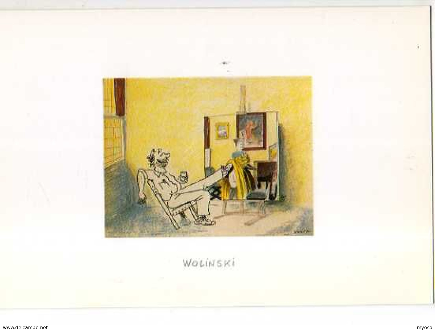 WOLINSKI Editions Galerie Delamare Aquarupella,homme Retroussant Jupe D'une Femme Sur Tableau - Wolinski