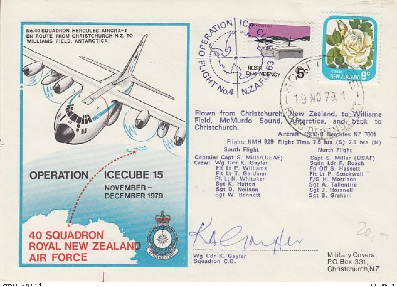 Ross Dependency 1979 Operation Icecube 15 Signature  Ca Scott Base 19 NOV 1979 (RT179) - Brieven En Documenten