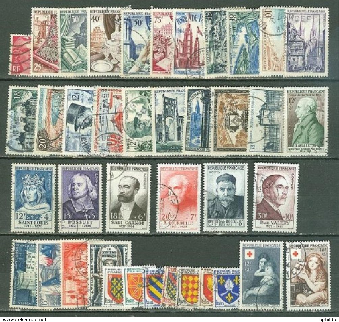 France Année Complete 1954 Ob TB Cote 260 Euro - 1950-1959