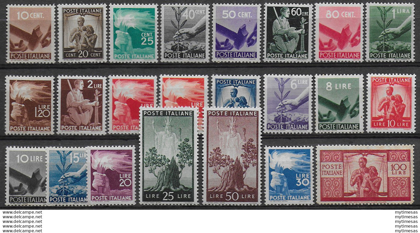 1945-48 Italia Democratica 23v. MNH Sass. N. 543/65 - 1946-60: Neufs