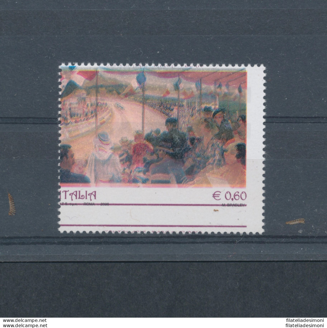 2006 Repubblica Italiana, Euro 0,60 Targa Florio Dentellatura Spostata Senza Scritta Centenario Targa Florio, N. 2952Bb, - Variétés Et Curiosités