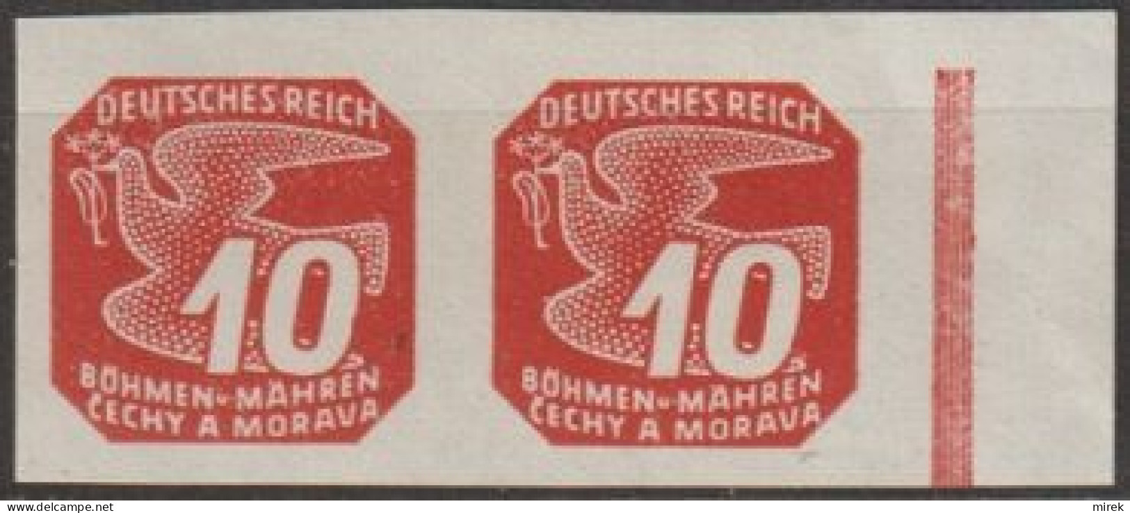 020/ Pof. NV 11, Border Pair, 1x Broken Frame - Unused Stamps