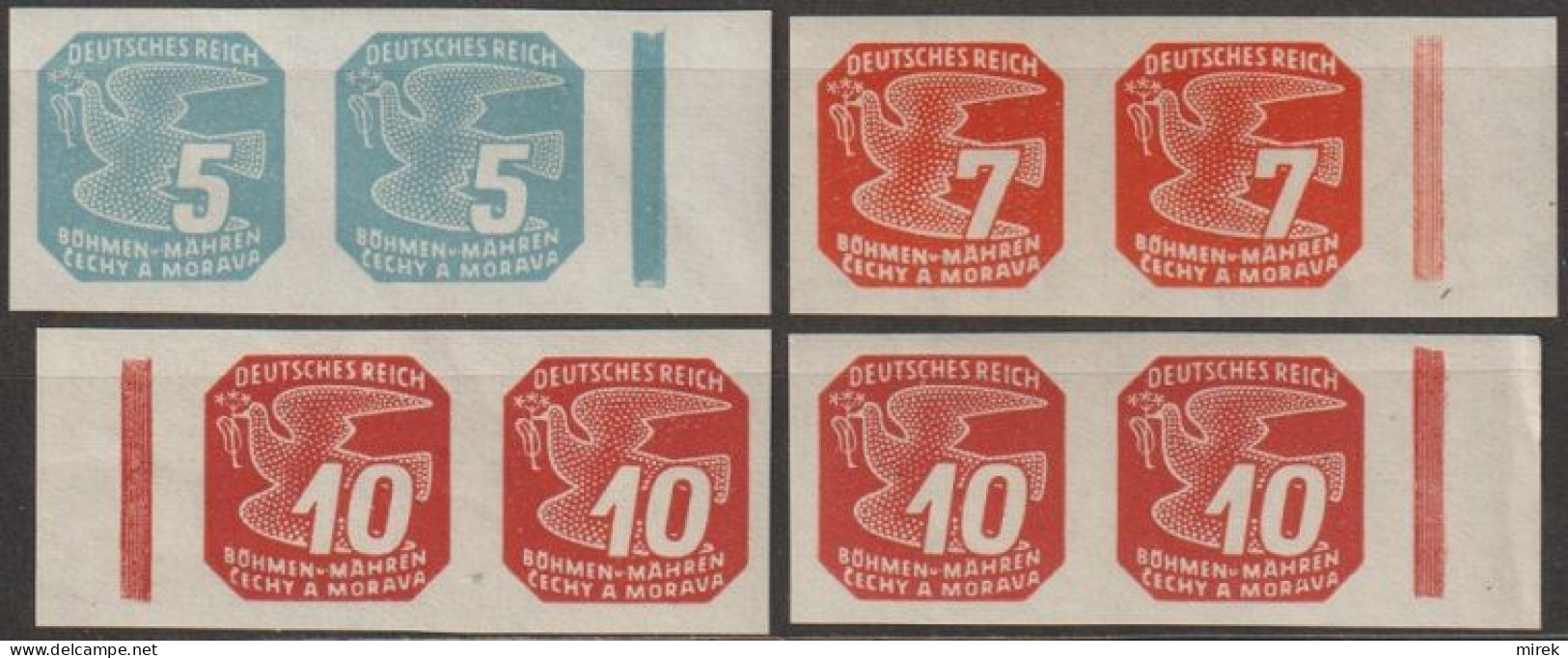 021/ Pof. NV 11-12,14, Border Pairs, Broken Frames - Unused Stamps