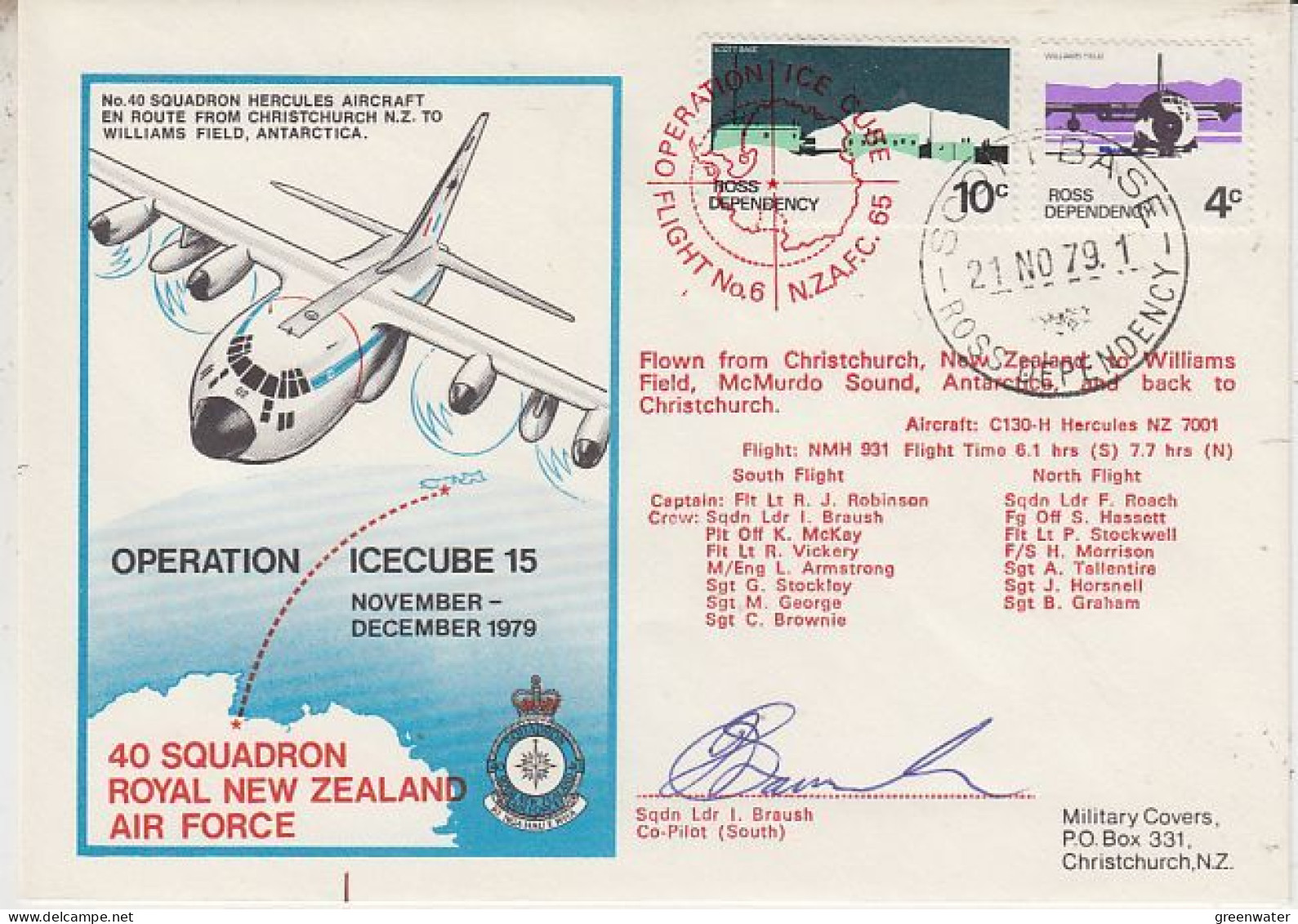 Ross Dependency 1979 Operation Icecube 15 Signature  Ca Scott Base 21 NOV 1979 (RT181) - Brieven En Documenten