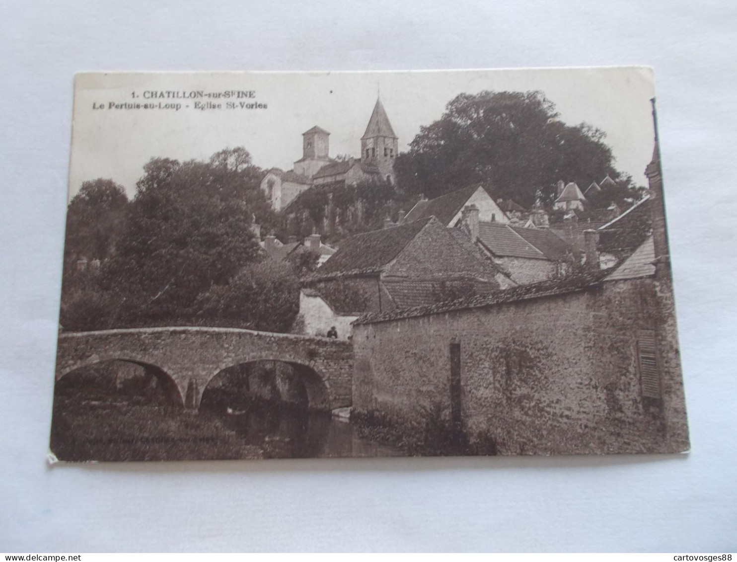 CHATILLON SUR SEINE ( 21 Cote D Or ) LE PERTUIS AU LOUP  EGLISE SAINT VORIES ET LE VILLAGE PONT RIVIERE 1932 - Chatillon Sur Seine