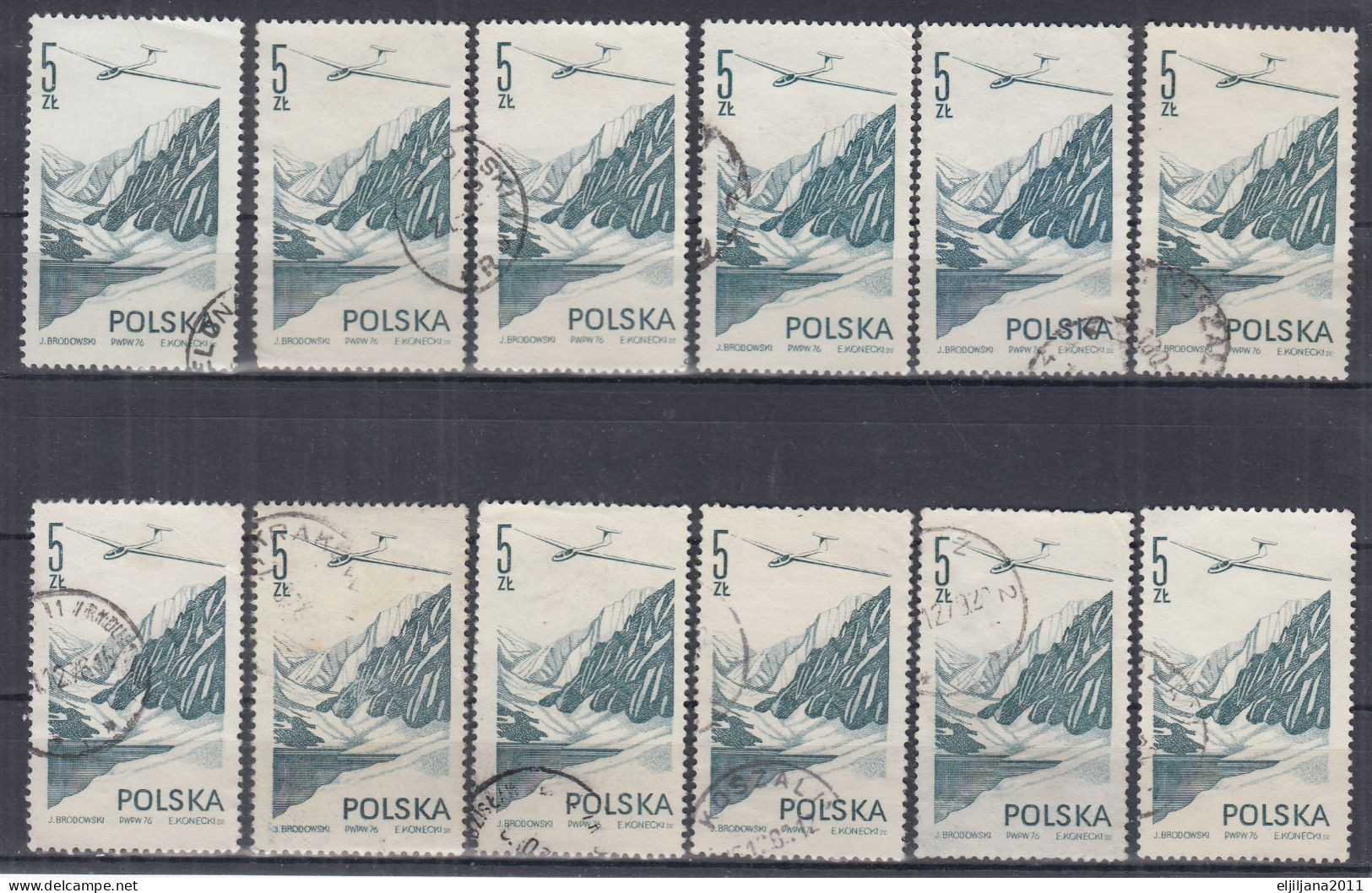 ⁕ Poland / Polska 1976/77 ⁕ Airmail Mi.2437, 2438, 2484 ⁕ 29v Used - Scan - Used Stamps