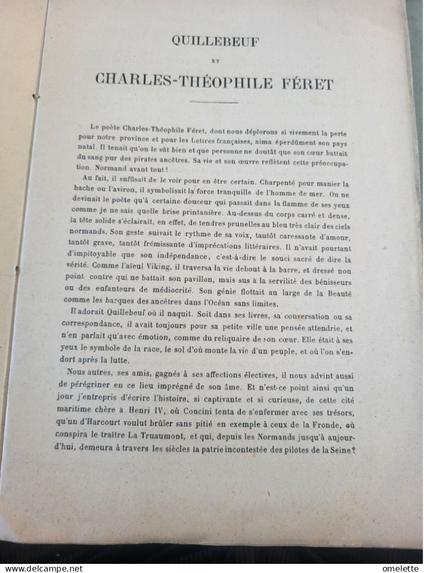 QUILLEBEUF ET CHARLES THEOPHILE FERET PAR ROBERT DUQUESNE + NECROLOGIE DUQUESNE PARUE JOURNAL PONT AUDEMER - 1901-1940