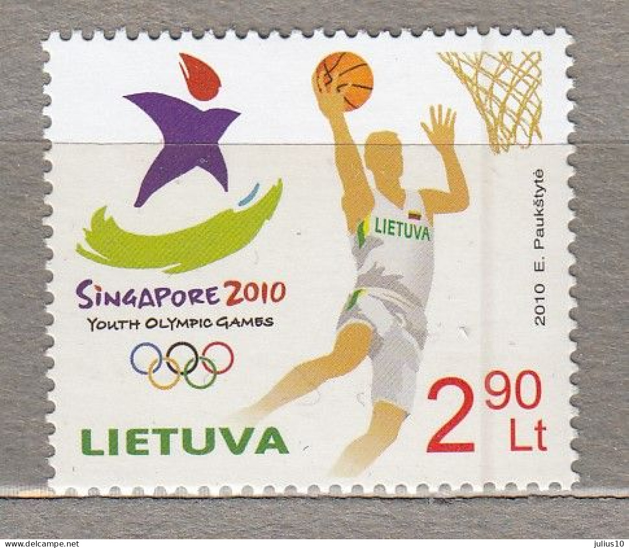 LITHUANIA 2010 Basketball Youth Olympic Games MNH(**) Mi 1044 #Lt899 - Lithuania