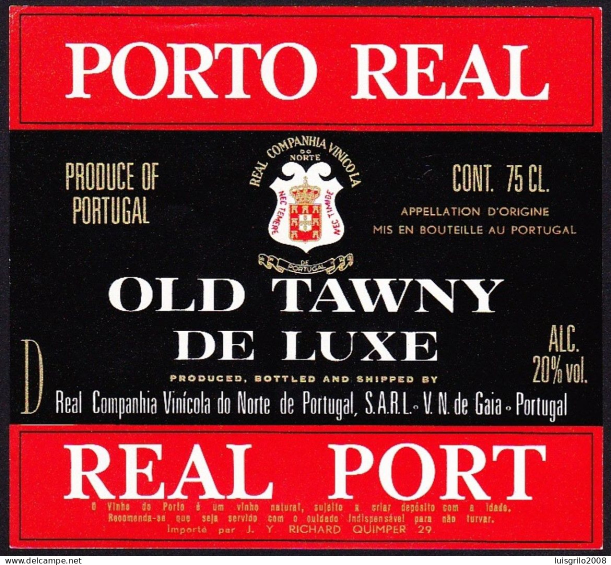 Port Wine Label, Portugal - PORTO REAL REAL PORT -|-  Real Companhia Vinícola Do Norte, Vila Nova De Gaia - Altri & Non Classificati