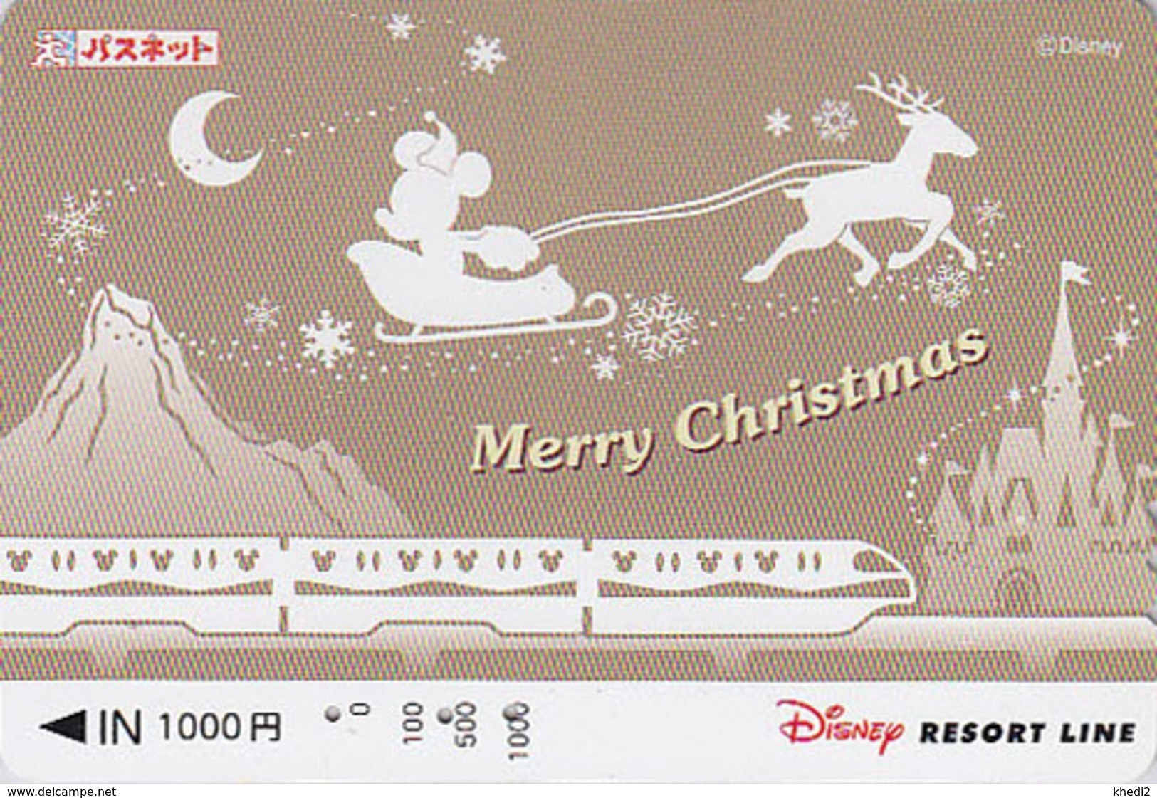 Carte Prépayée JAPON - DISNEY RESORT LINE - NOEL CHRISTMAS - Train Mickey Traîneau - JAPAN Prepaid Card - Disney
