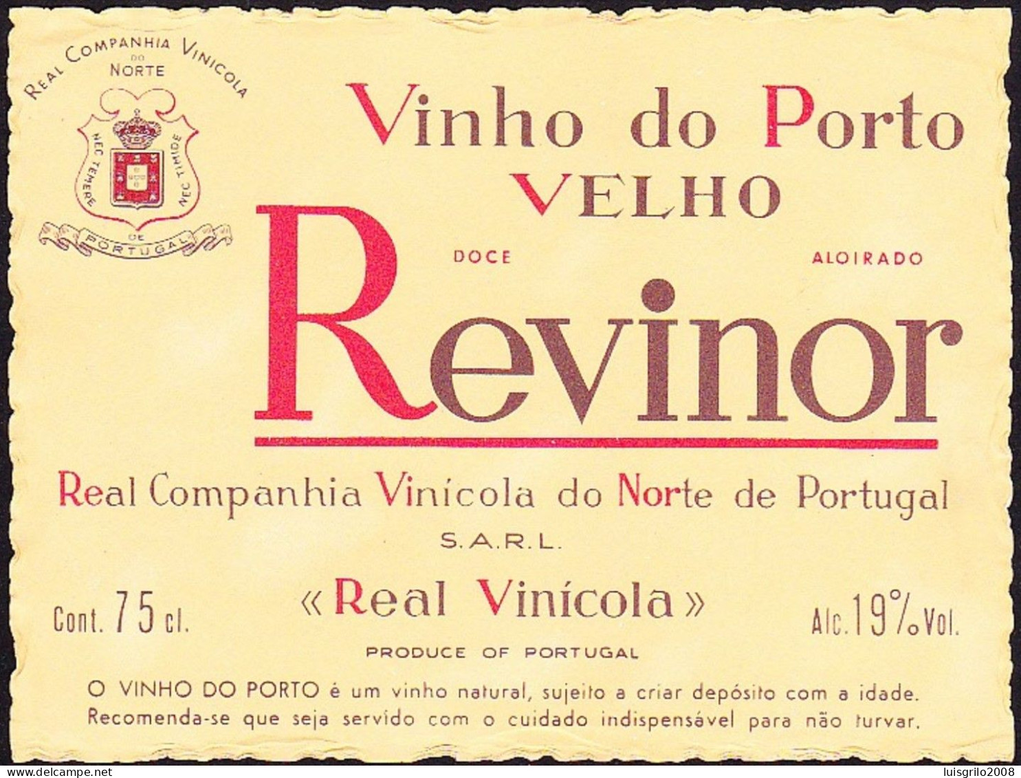 Port Wine Label, Portugal - Vinho Do Porto Velho REVINOR -|-  Real Companhia Vinícola Do Norte, Vila Nova De Gaia - Other & Unclassified