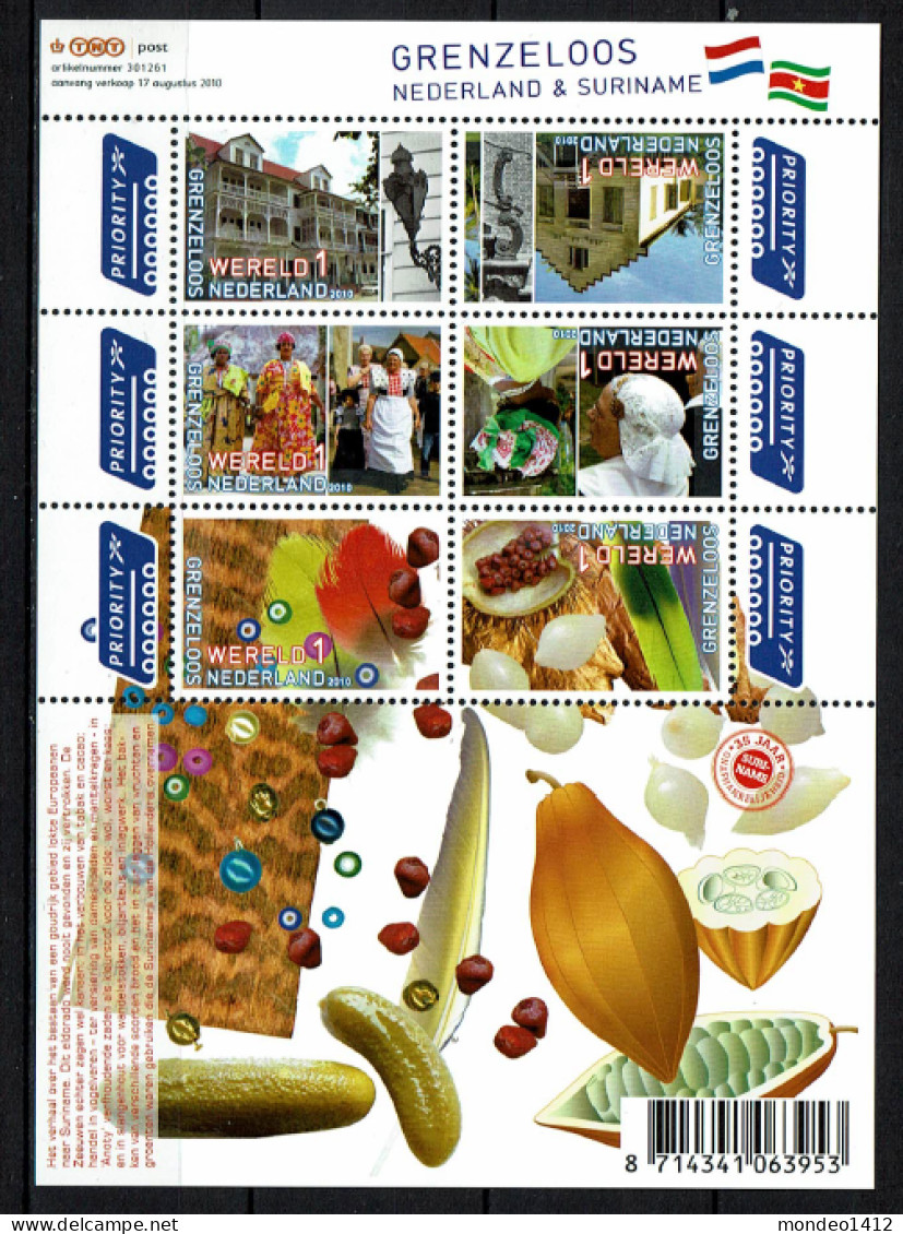 Nederland 2010 - NVPH 2752/57a - Blok Block - Vel Grenzeloos Nederland Suriname  - MNH - Ongebruikt