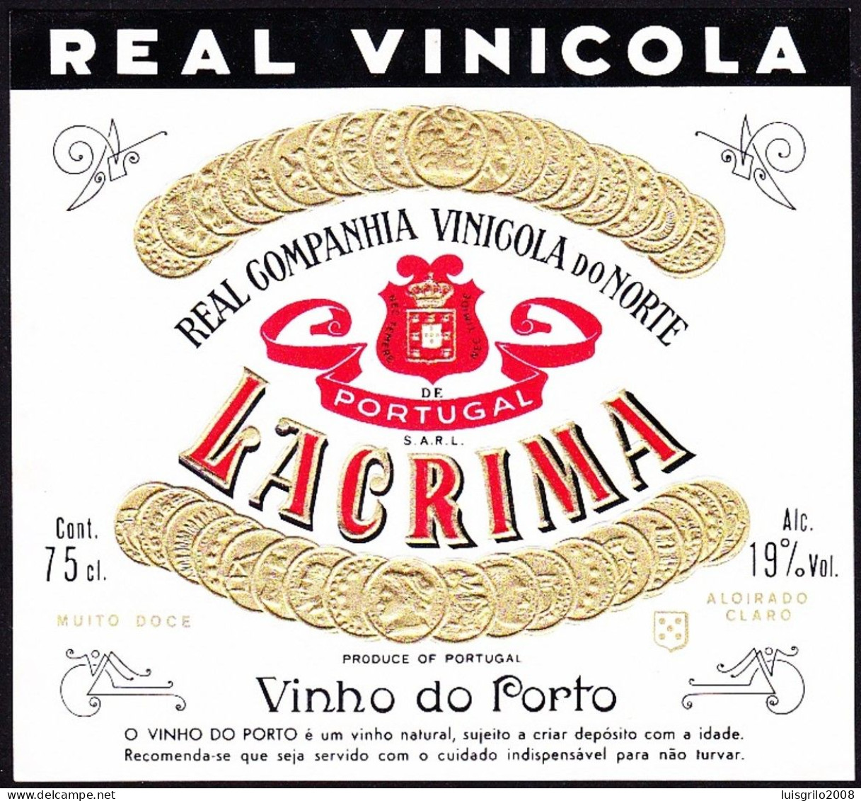 Port Wine Label, Portugal - Real Vinicola LACRIMA -|-  Real Companhia Vinícola Do Norte, Vila Nova De Gaia - Autres & Non Classés