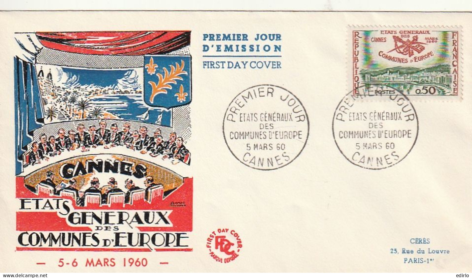 ///   FRANCE ///    PREMIER JOUR ---   FDC  état Généraux Des Communes D'Europe CANNES - 1960-1969