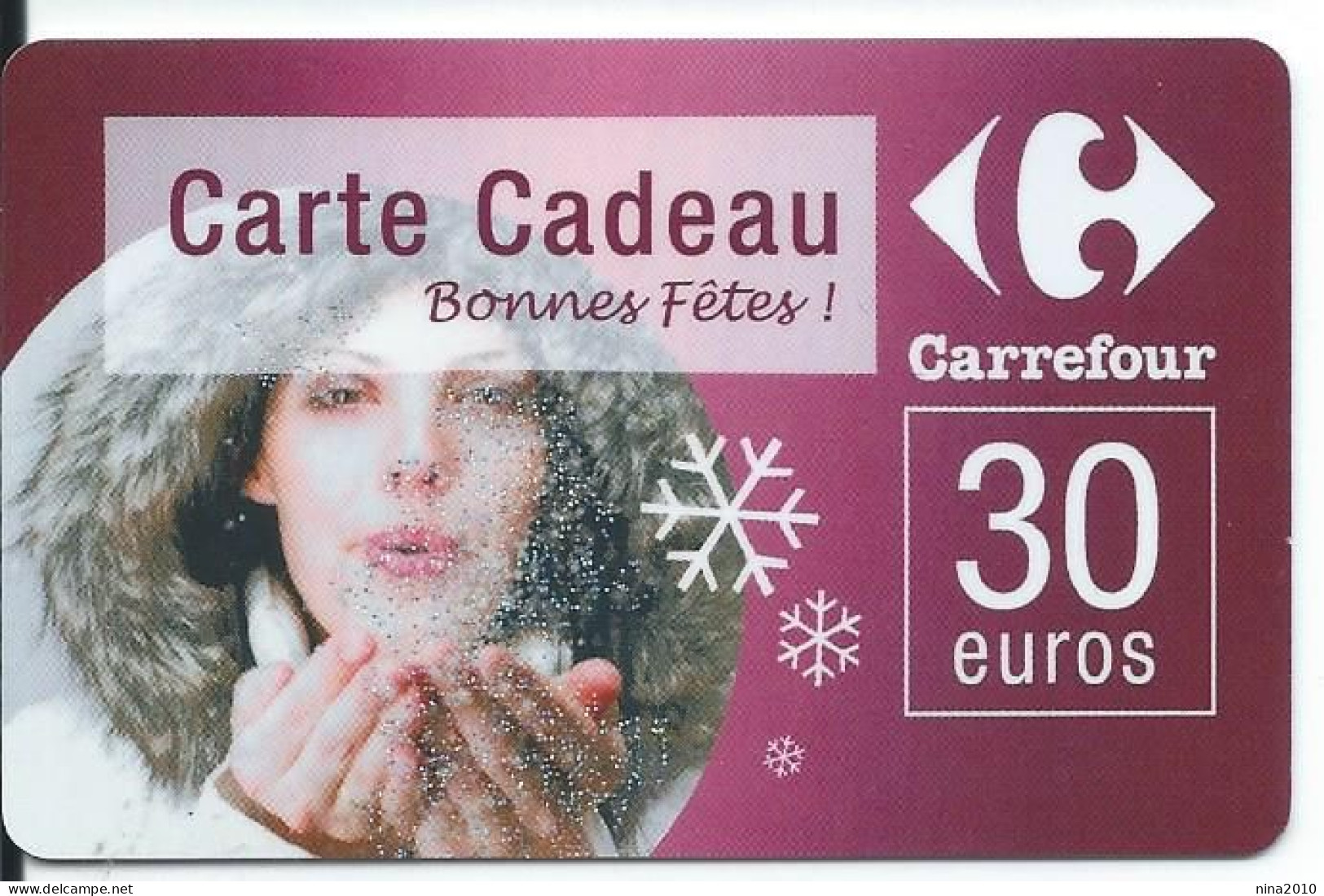 Carte Cadeau - Carrefour Verso 31/12/2009  - VOIR DESCRIPTION Avant Enchères -  GIFT CARD /GESCHENKKARTE - Gift Cards