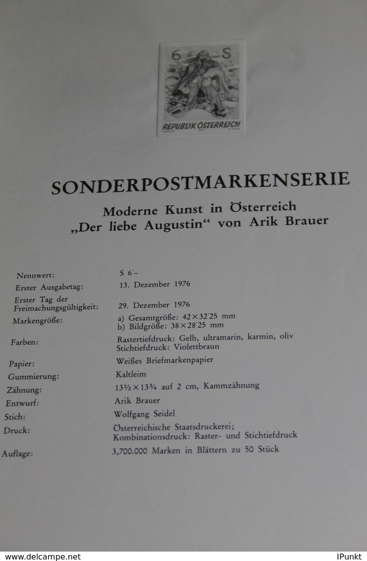 Moderne Kunst: "Der Liebe Augustin" Von Brauer; Österreich Amtl. Schwarzdruck Auf Schwarzdruckblatt 1976; 13. Dez. 1976 - Musique