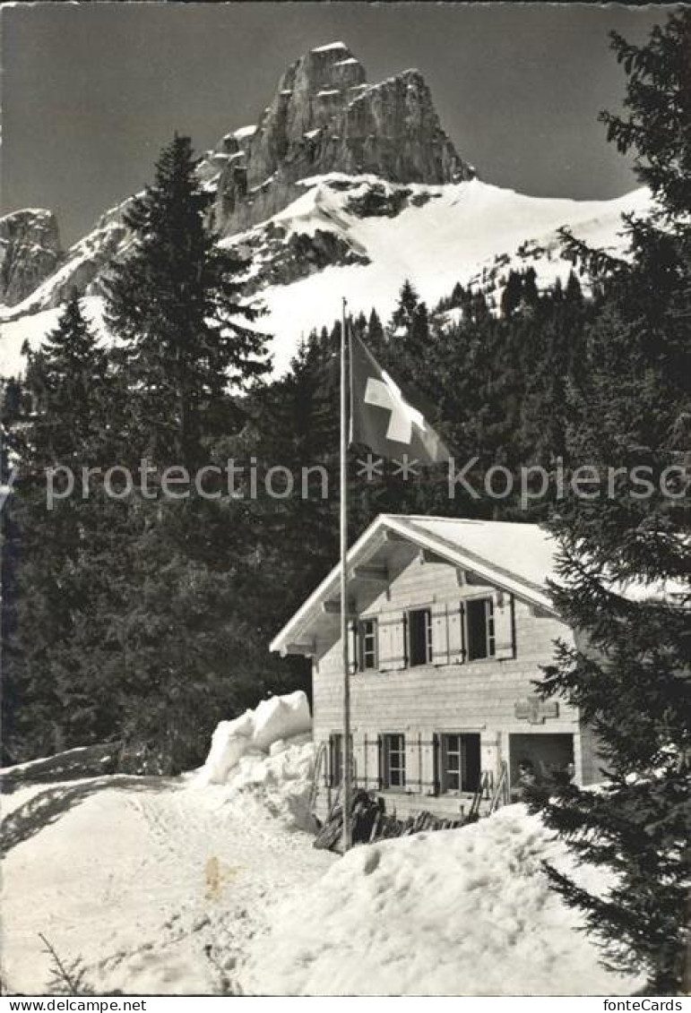 11631784 Braunwald GL Skihaus Mattwald Schweizer Flagge Braunwald GL - Sonstige & Ohne Zuordnung