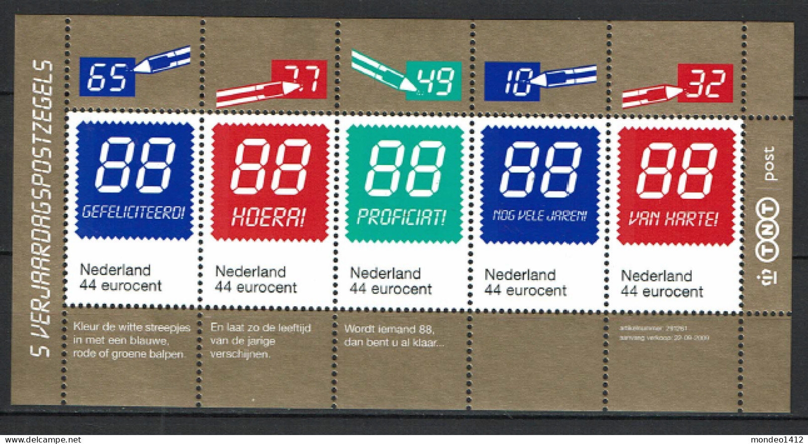 Nederland 2009 - NVPH 2670 - Blok Block - Vel Verjaardagzegels, Birthday Stamps - MNH - Ungebraucht