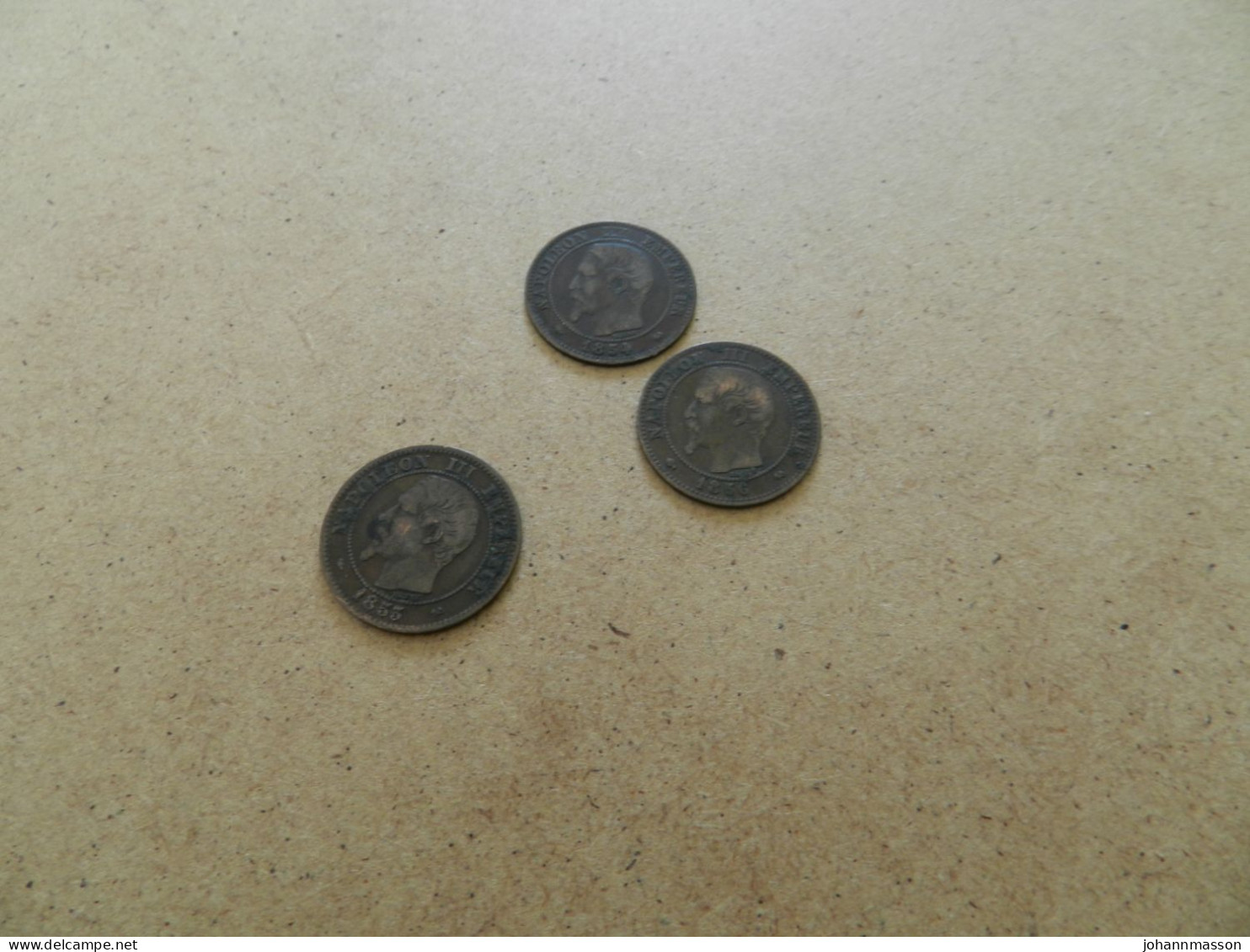 Lot De  Trois  Monnaies  2  Centimes    1854 B -1853 B  1856 B   Napoléon  III  Tete  Nue - Kilowaar - Munten