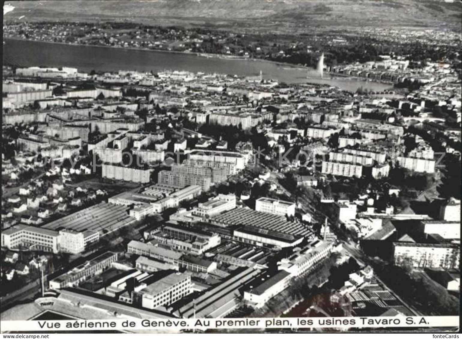 11631705 Geneve GE Vue Aerienne Avec Usines Tavaro Jet D Eau Wahrzeichen Geneve  - Andere & Zonder Classificatie