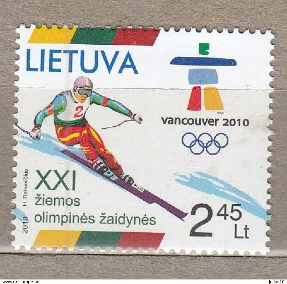 LITHUANIA 2010 Winter Olympic Games MNH(**) Mi 1030 #Lt909 - Lithuania