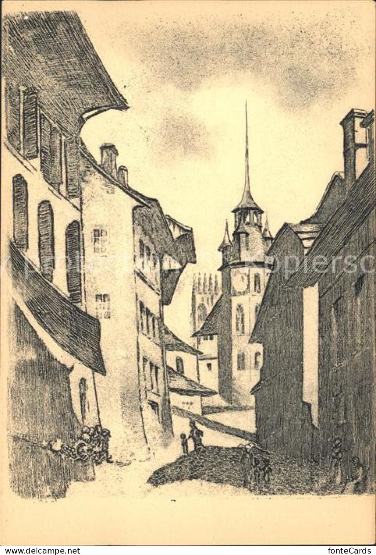 11631694 Fribourg FR Grande Fontaine Et Hotel De Ville D Apres Paul Robert Kuens - Andere & Zonder Classificatie