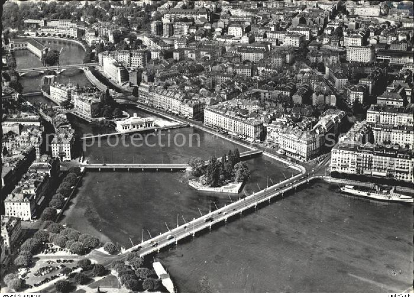 11631690 Geneve GE Ile Rousseau Et Les Ponts Vue Aerienne Geneve - Andere & Zonder Classificatie