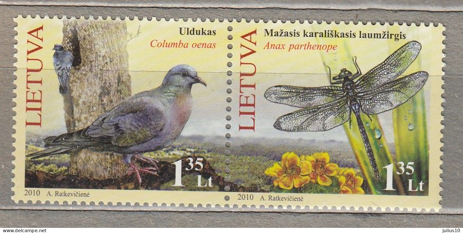 LITHUANIA 2010 Fauna Birds Insects MNH(**) Mi 1047-1048 #Lt910 - Lithuania