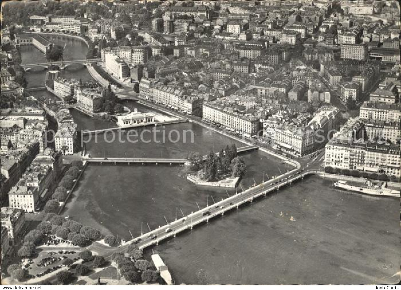 11631676 Geneve GE Ile Rousseau Et Les Ponts Vue Aerienne Geneve - Autres & Non Classés