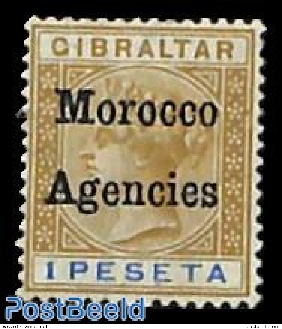 Great Britain 1898 1pta, Morocco Agencies, Stamp Out Of Set, Unused (hinged) - Neufs