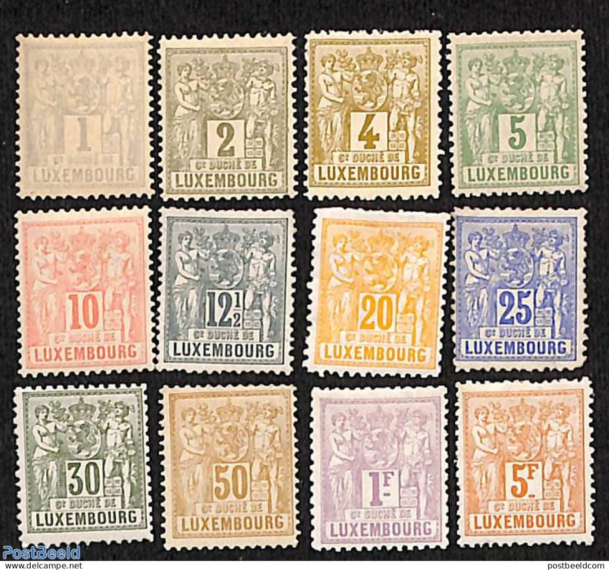 Luxemburg 1882 Definitives 12v, Coat Of Arms, Unused (hinged), History - Coat Of Arms - Ungebraucht