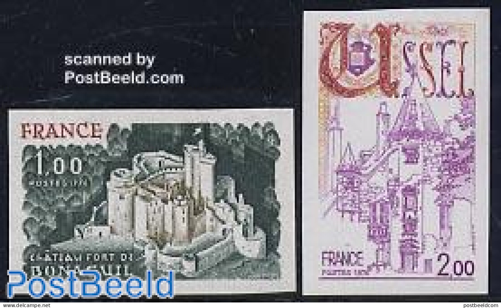 France 1976 Definitives 2v Imperforated, Tourism, Mint NH, Art - Castles & Fortifications - Neufs