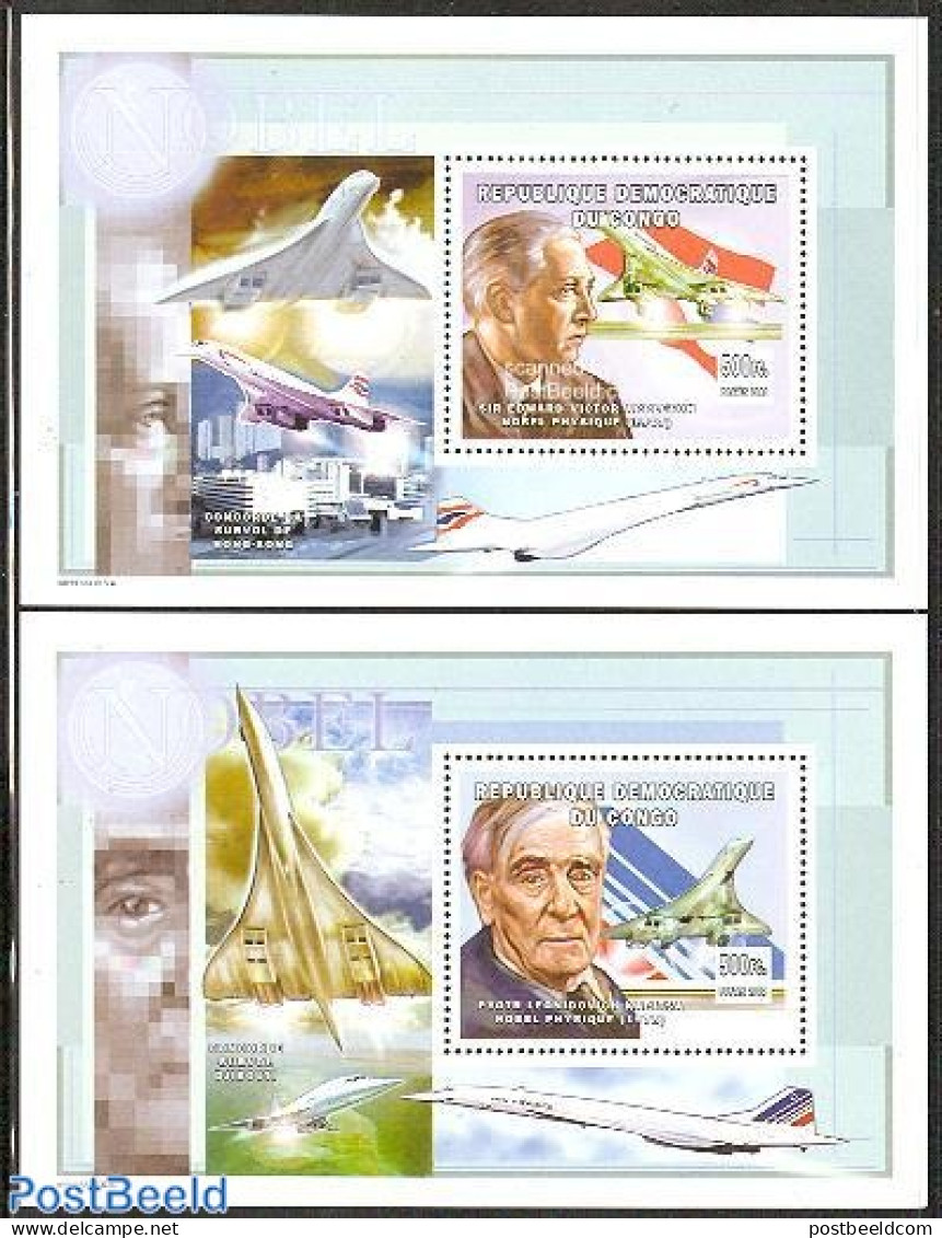 Congo Dem. Republic, (zaire) 2002 Nobel Prize/concorde 2 S/s, Mint NH, History - Transport - Nobel Prize Winners - Con.. - Nobel Prize Laureates