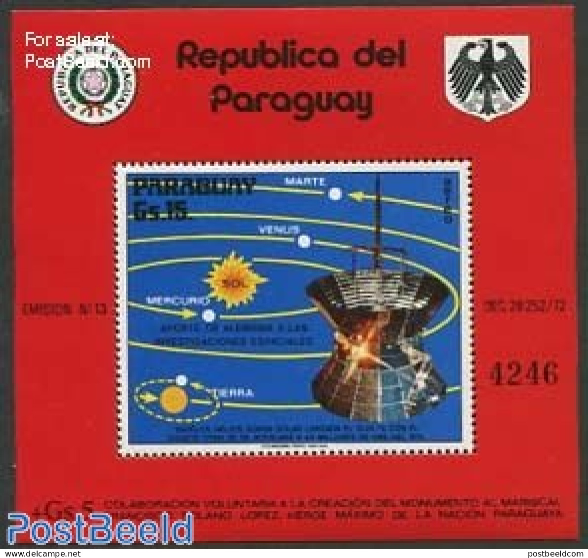 Paraguay 1975 German Space Developments S/s, Mint NH, History - Transport - Germans - Space Exploration - Paraguay