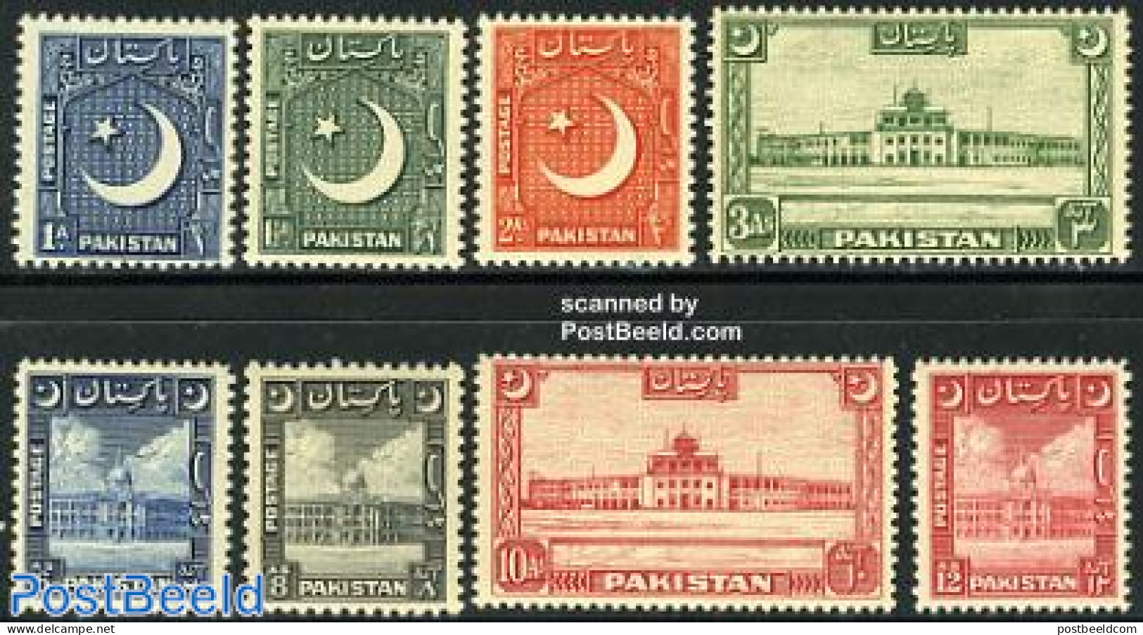 Pakistan 1949 Definitives 8v, Unused (hinged) - Pakistán