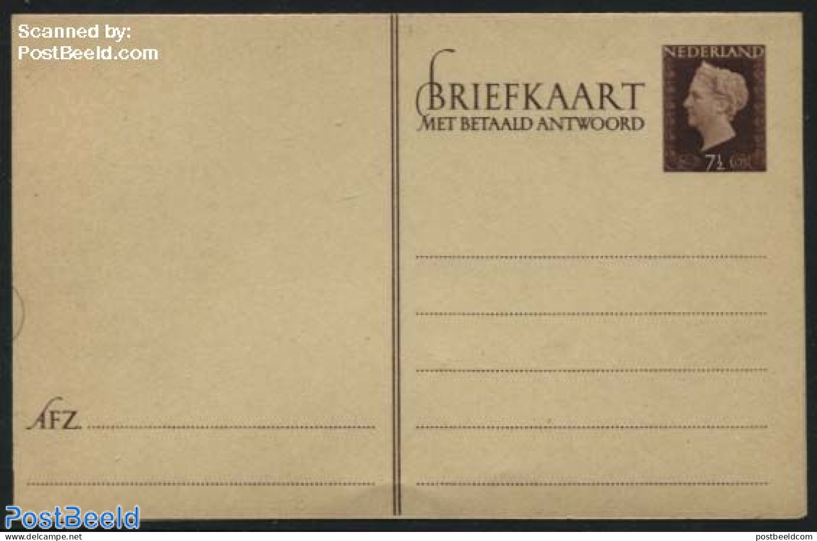 Netherlands 1947 Reply Paid Postcard 7.5+7.5c, Unused Postal Stationary - Covers & Documents