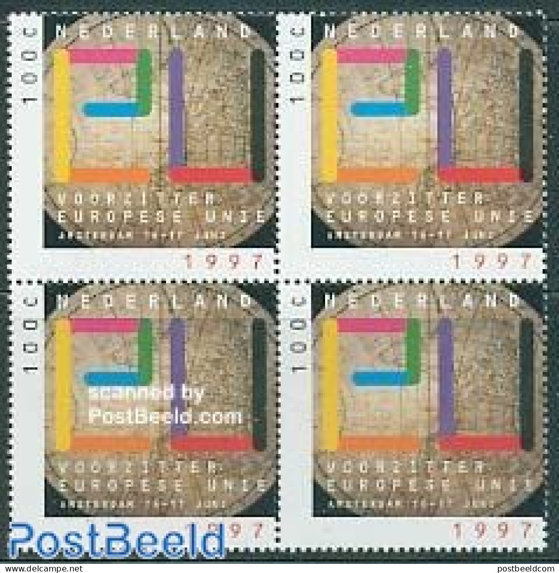 Netherlands 1997 European Union 1v Block Of 4 [+], Mint NH, History - Various - Europa Hang-on Issues - Globes - Maps - Nuovi