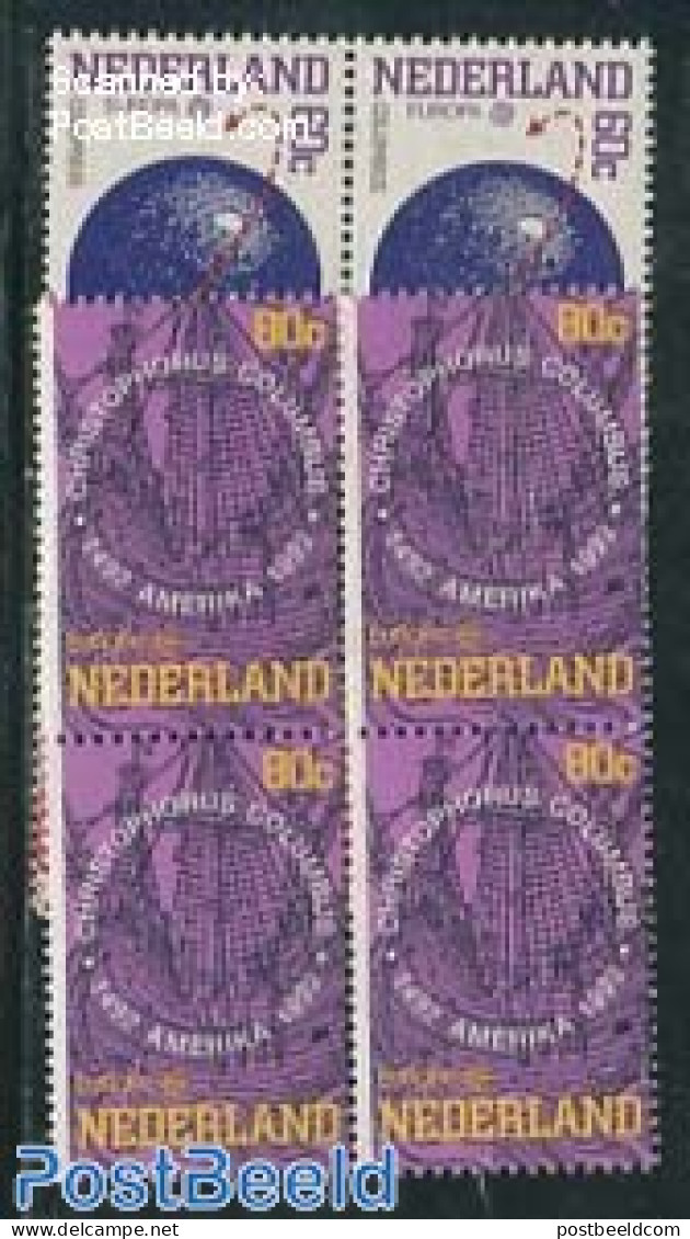 Netherlands 1992 Europa, Discoveries 2v Blocks Of 4 [+], Mint NH, History - Transport - Europa (cept) - Explorers - Sh.. - Nuevos