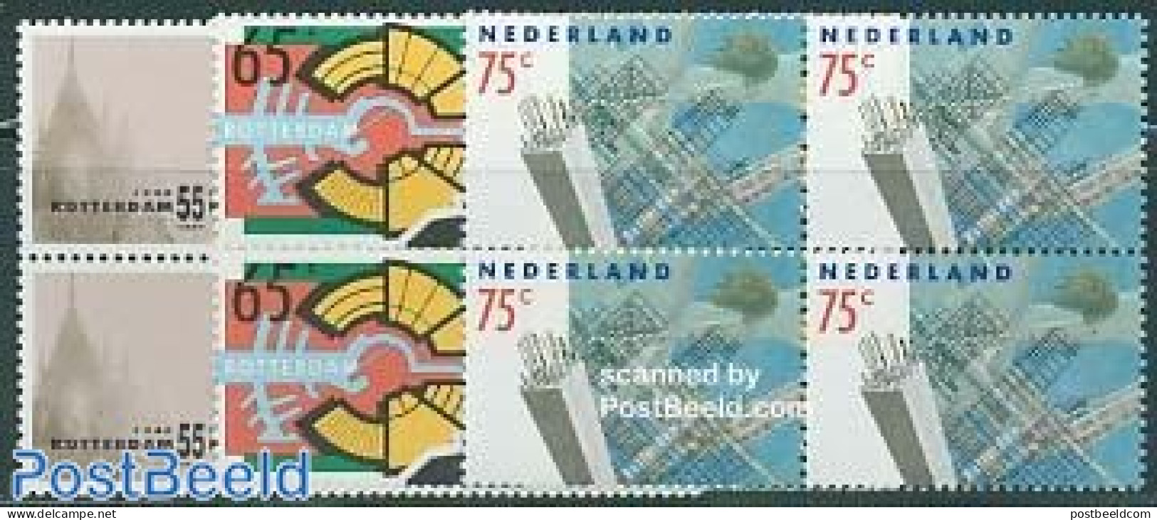 Netherlands 1990 Rotterdam 3v Blocks Of 4 [+], Mint NH, Art - Architecture - Nuovi