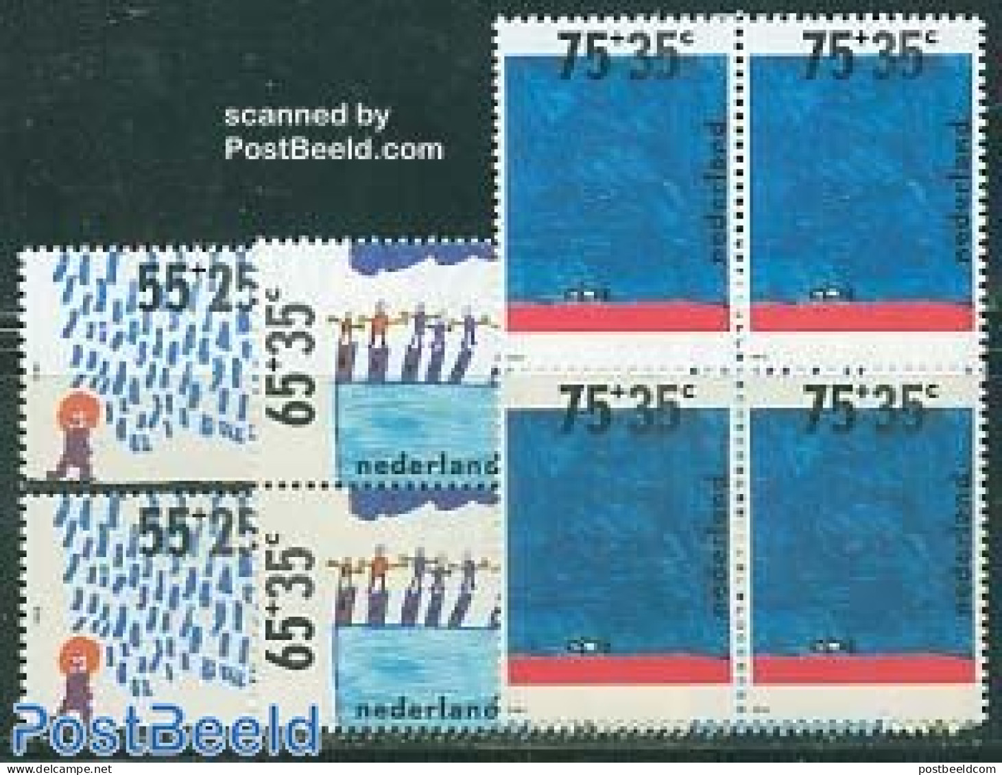 Netherlands 1988 Child Welfare 3v Blocks Of 4 [+], Mint NH, Art - Children Drawings - Unused Stamps