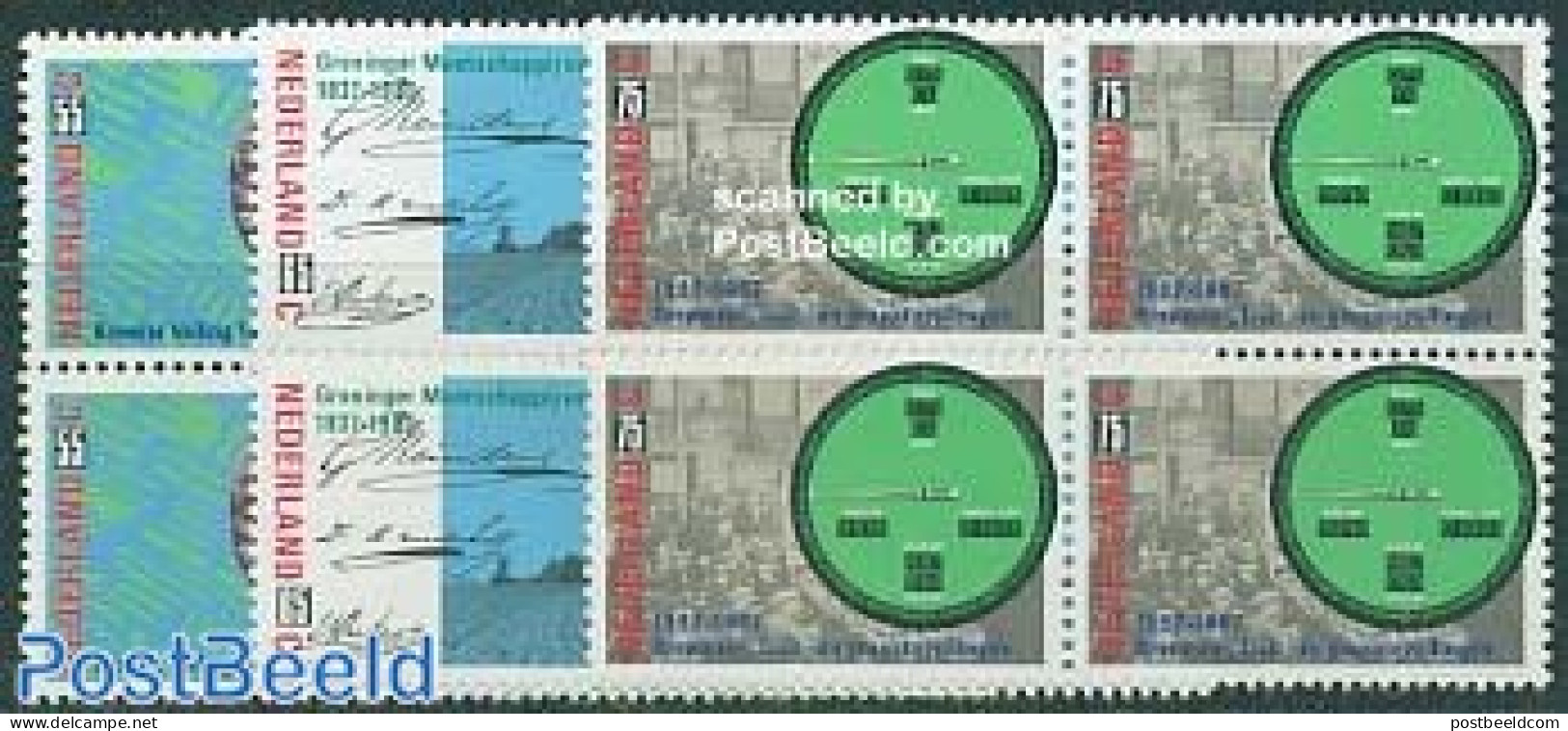 Netherlands 1987 Mixed Issue 3v Blocks Of 4 [+], Mint NH, Science - Transport - Various - Weights & Measures - Ships A.. - Ongebruikt