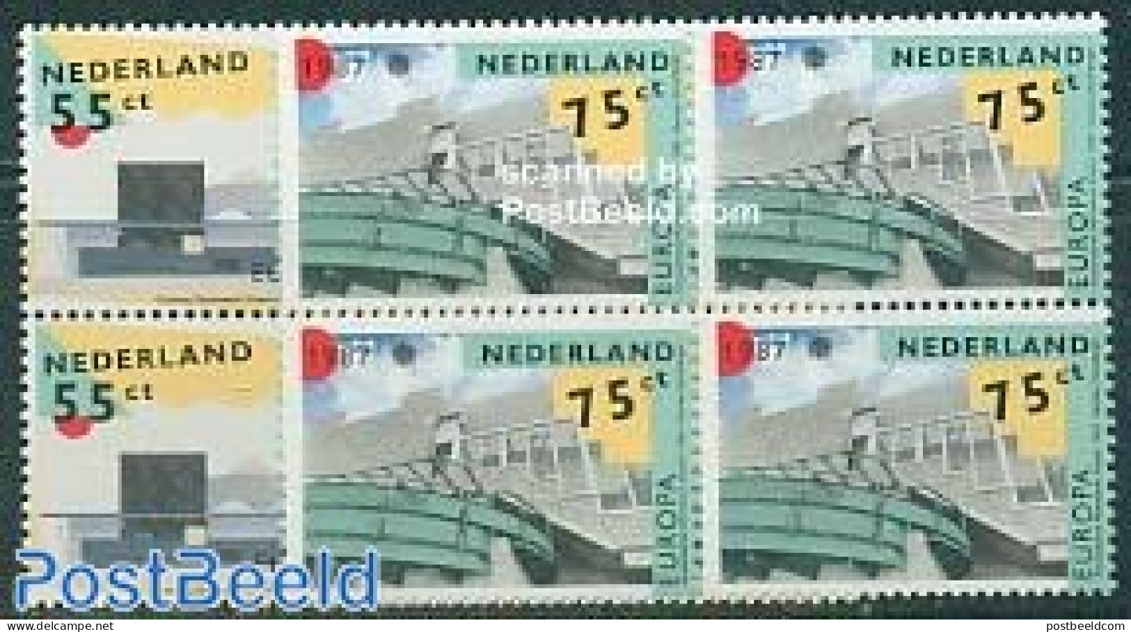 Netherlands 1987 Europa, Architecture 2v Blocks Of 4 [+], Mint NH, History - Europa (cept) - Art - Modern Architecture - Ongebruikt