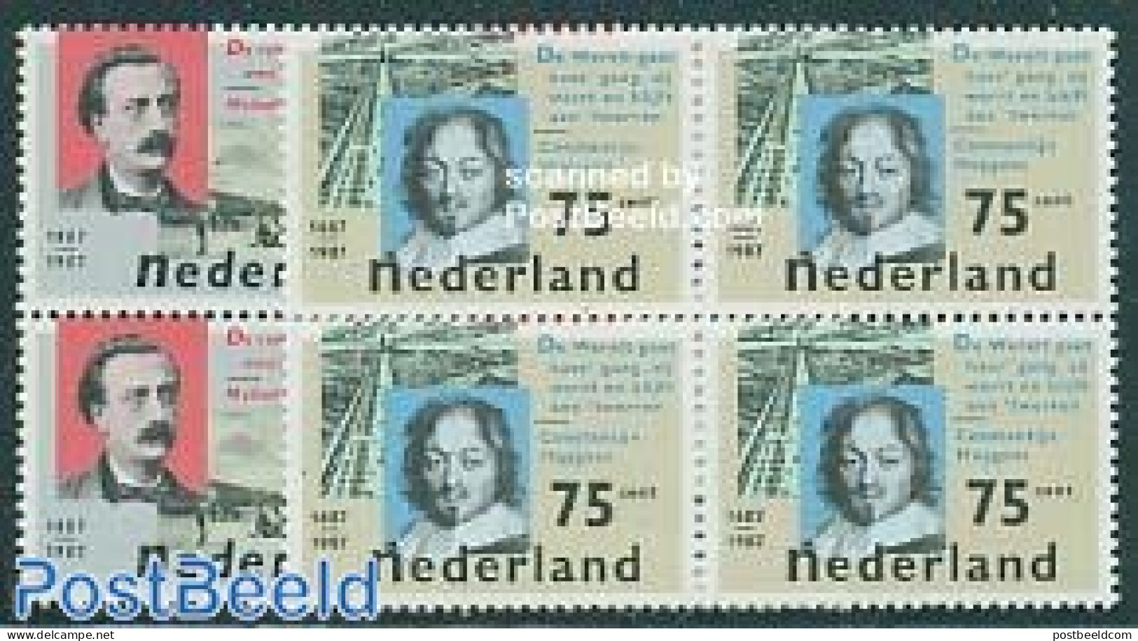 Netherlands 1987 Literature 2v Blocks Of 4 [+], Mint NH, Art - Authors - Ungebraucht